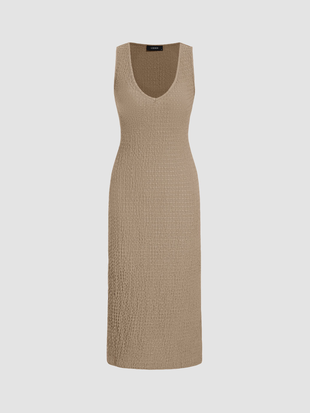 Texture U-neckline Split Maxi Dress