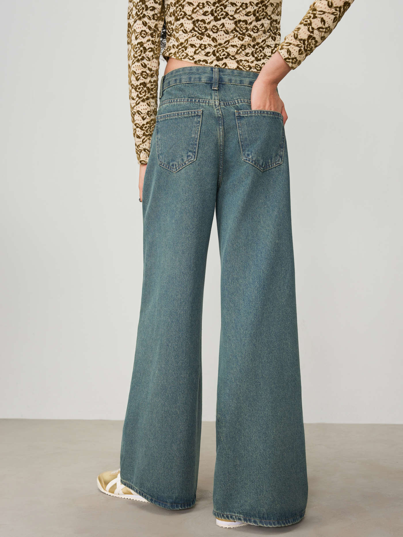 Denim Low Waist Wide Leg Jeans