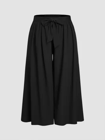 High Rise Schleife Weite Hosen Kurve & Plus
