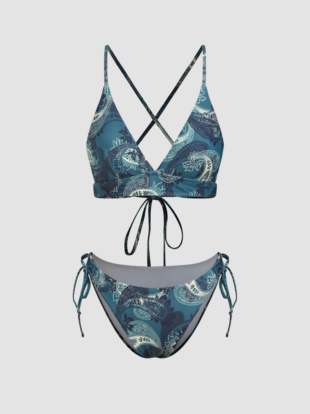Paisley Criss Cross Tie Side Bikini Set