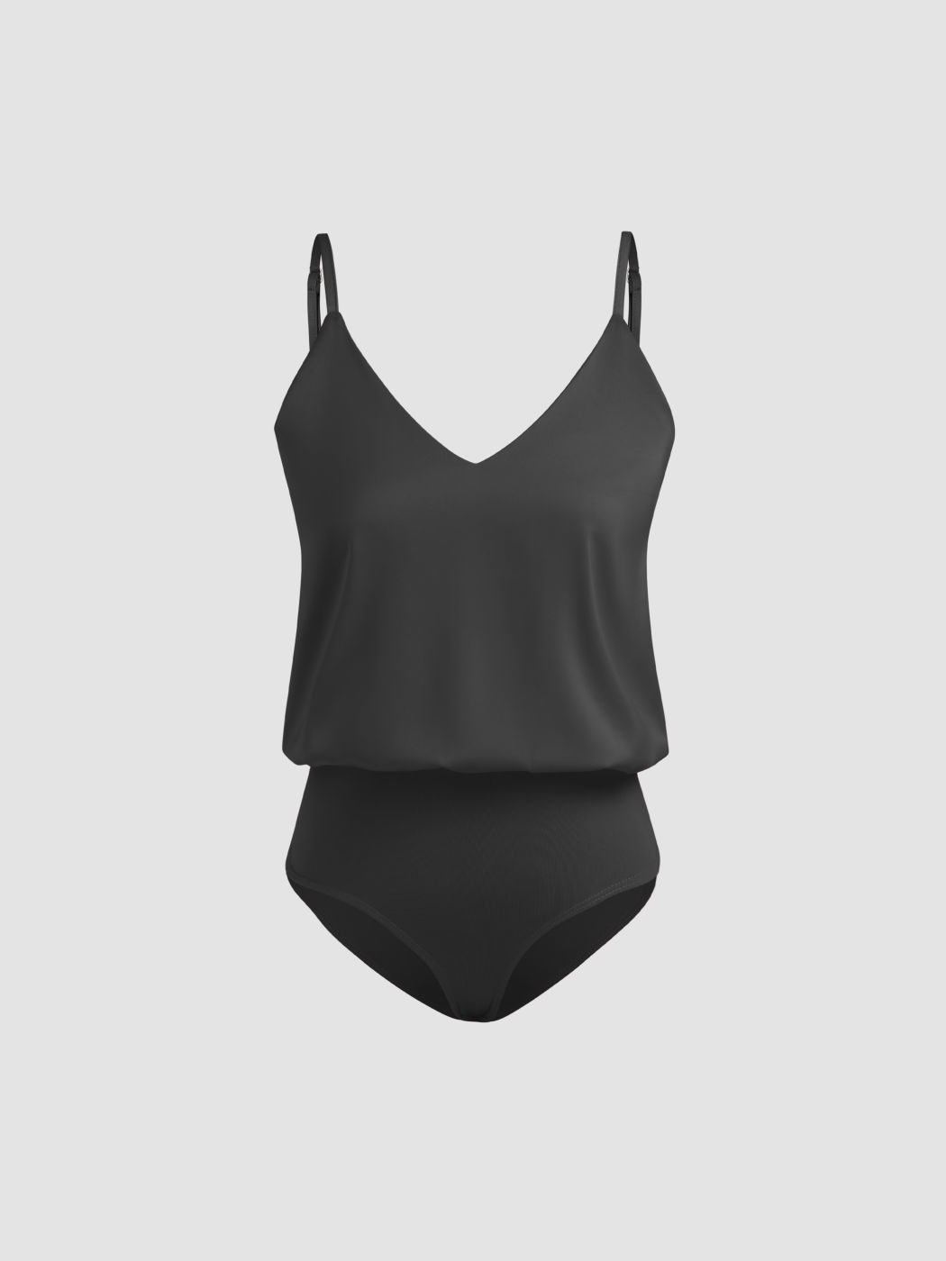 Satin V-neck Solid Bodysuit