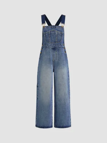 Denim Buckle Wide Leg Jumpsuit