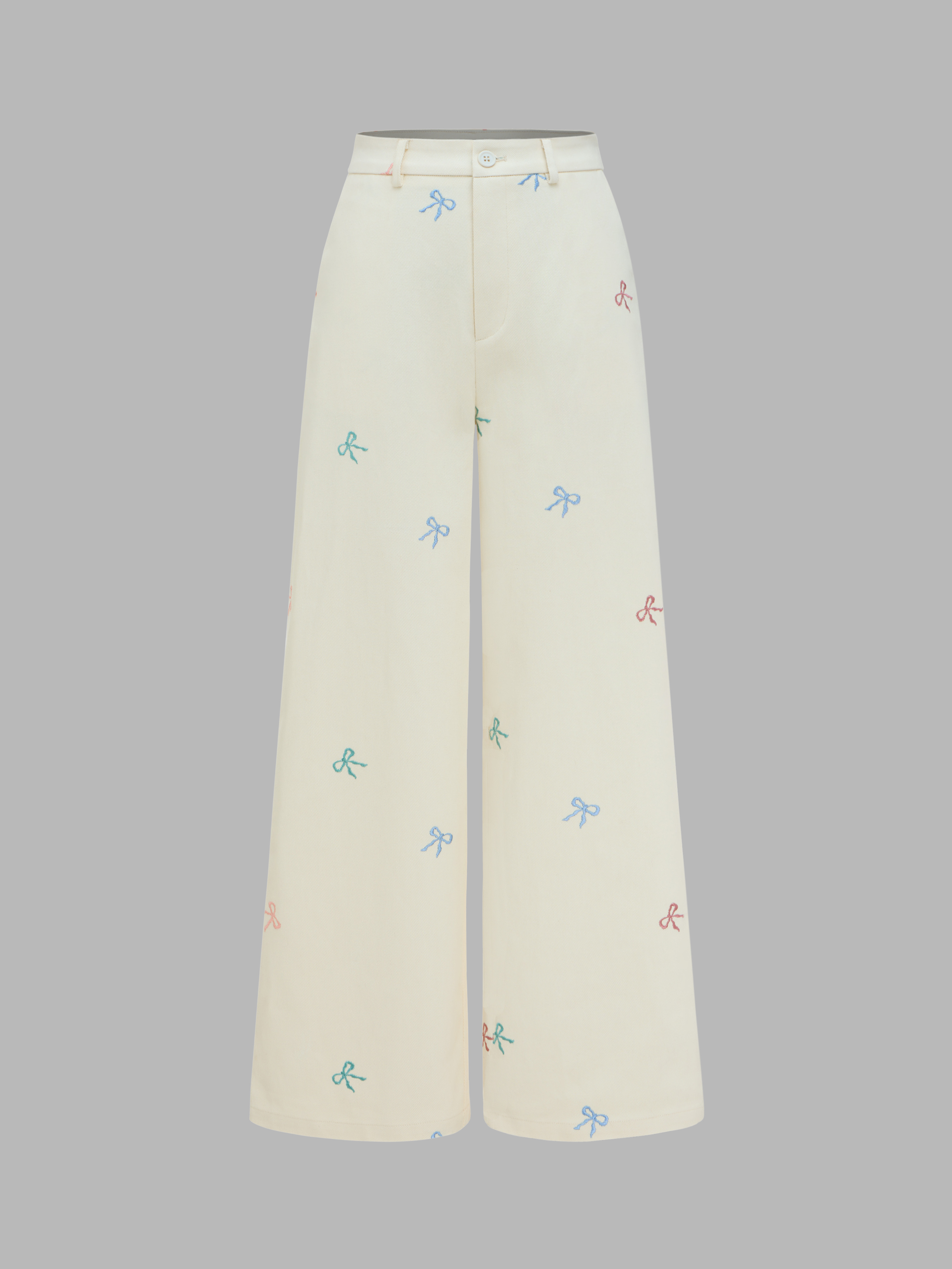 Mid Rise Bowknot Wide Leg Trousers