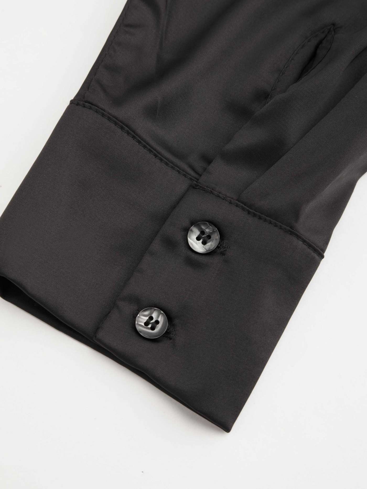 Satin Collar Solid Long Sleeve Blouse Bodysuit