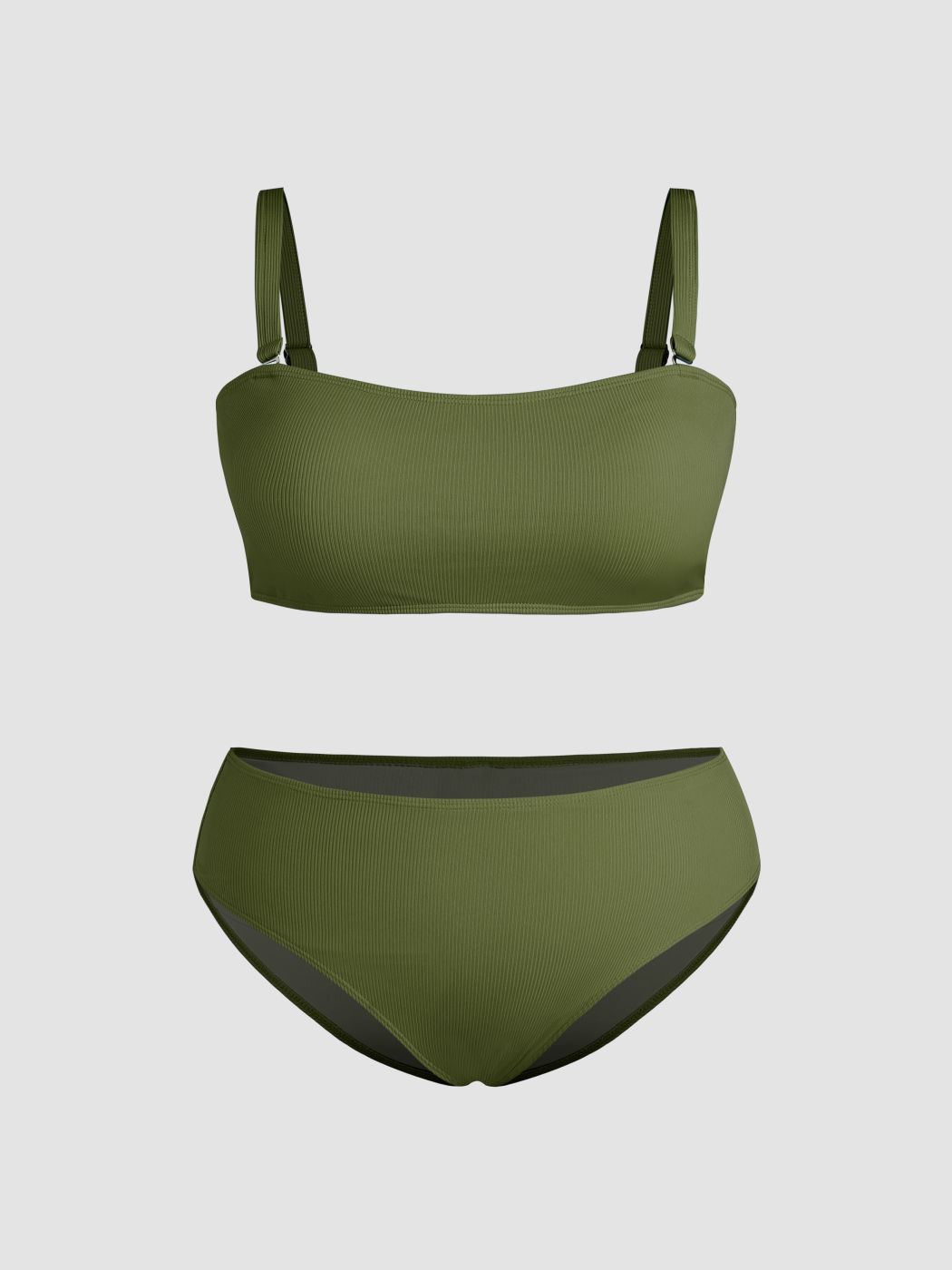 Costume da bagno bikini  a costine con scollo quadrato Curvy