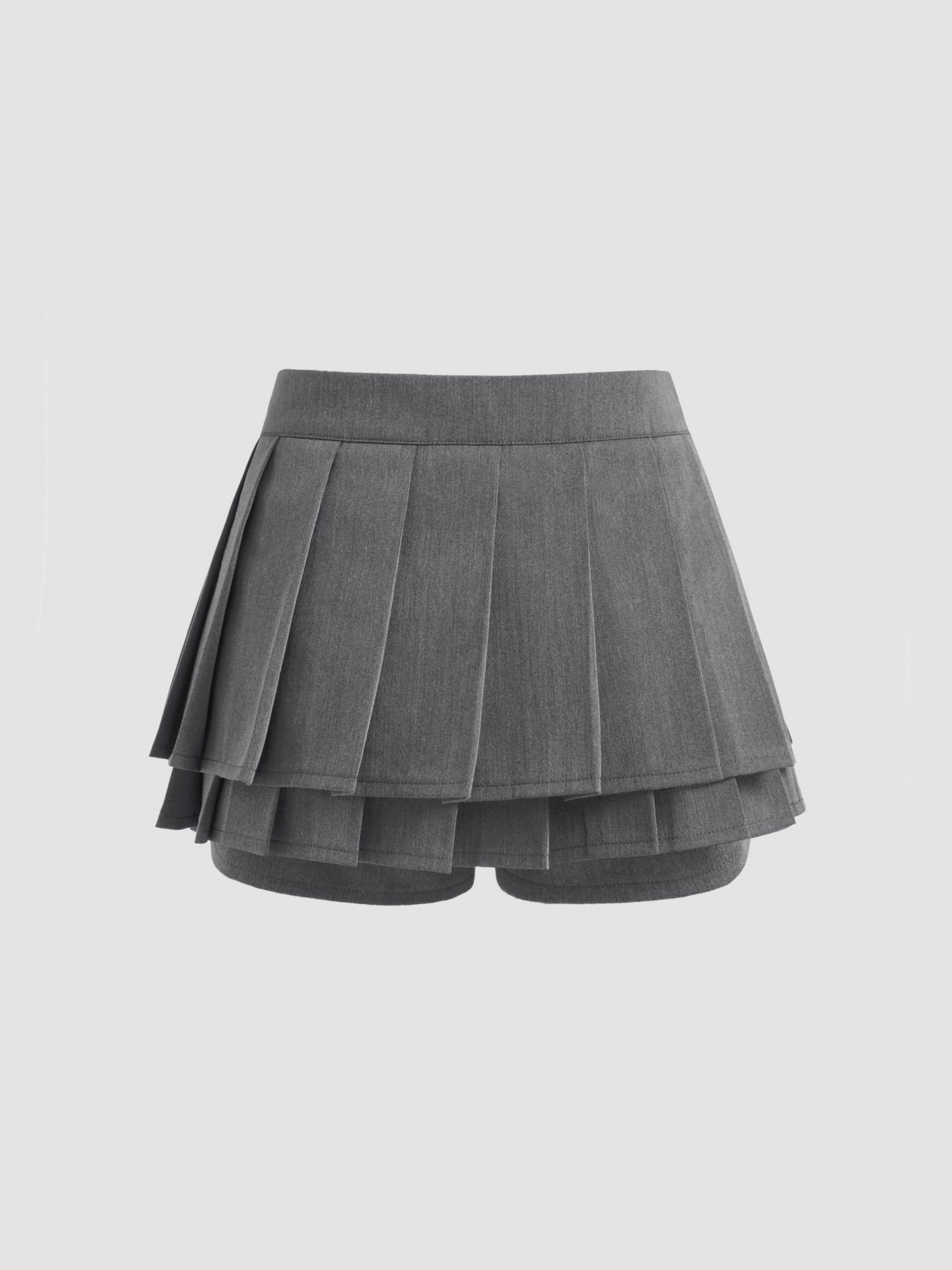 Low Rise Solid Pleated Zipper Micro Mini Skort