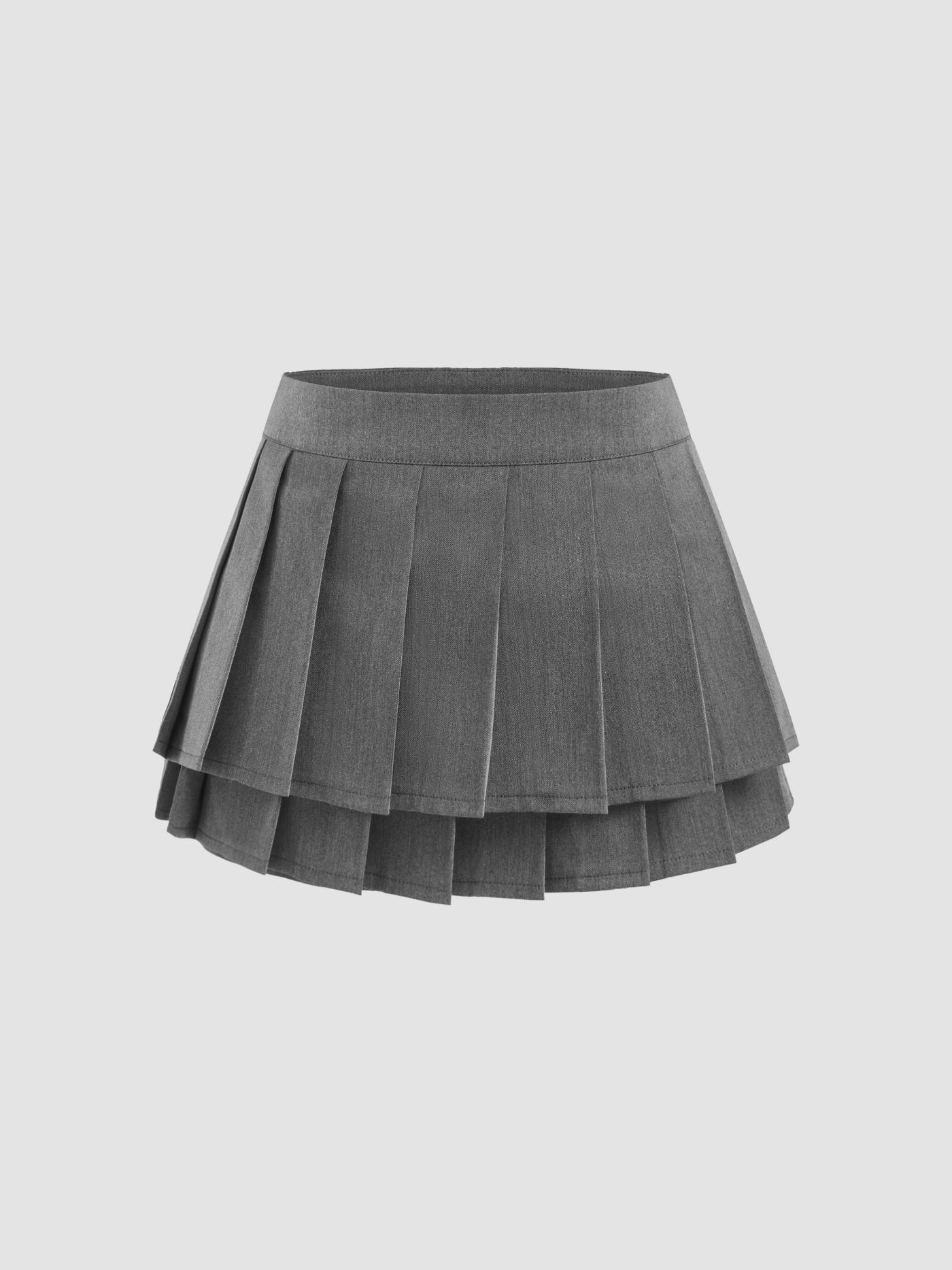 Low Rise Solid Pleated Zipper Micro Mini Skort