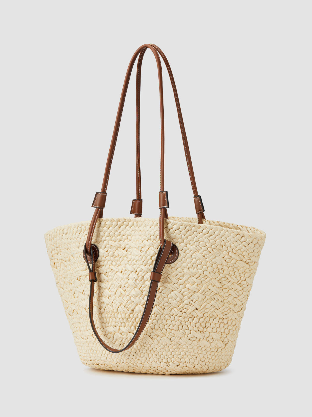 DOUBLE HANDLE STRAW TOTE BAG