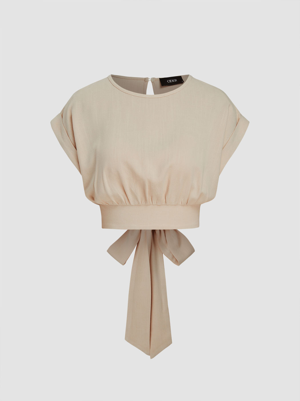 Linen-blend Knotted Cut Out Crop Tank Top