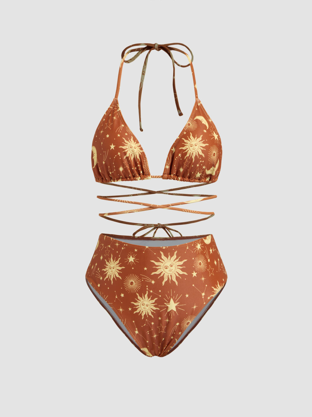Star & Moon Knotted Shaping Bikini Swimsuit