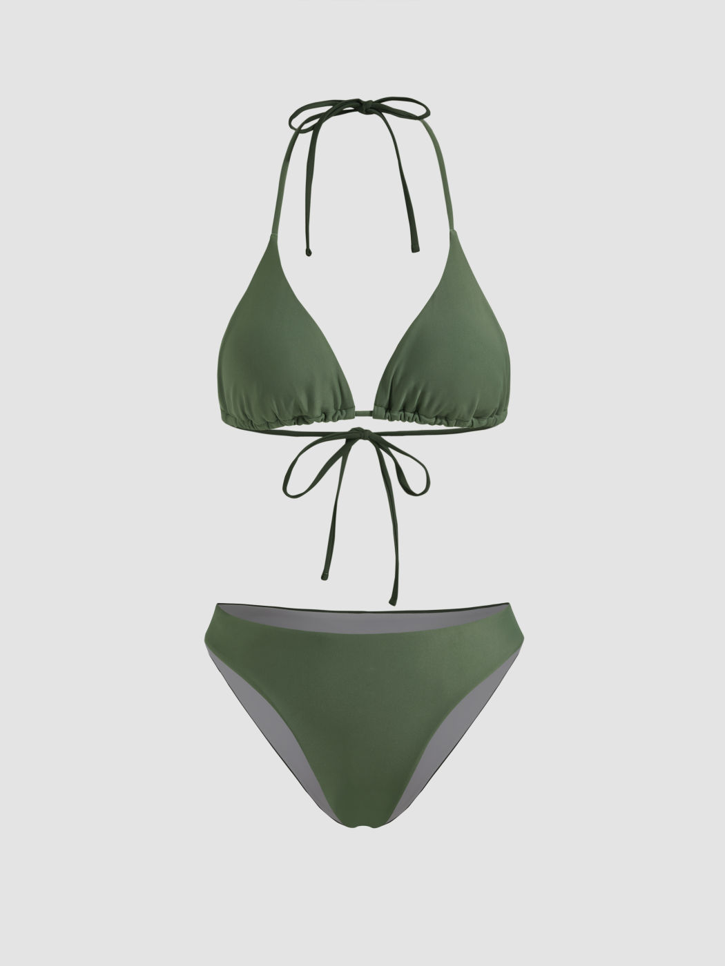 3pack Solid Halter Bikini Swimsuit & Sarong