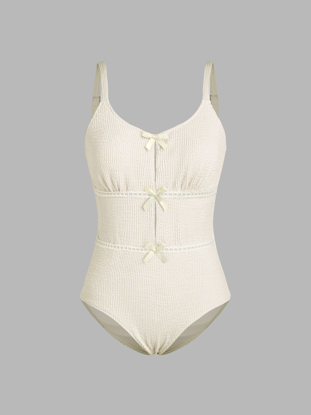 Knotted Lace Texture One Piece Swimsuit