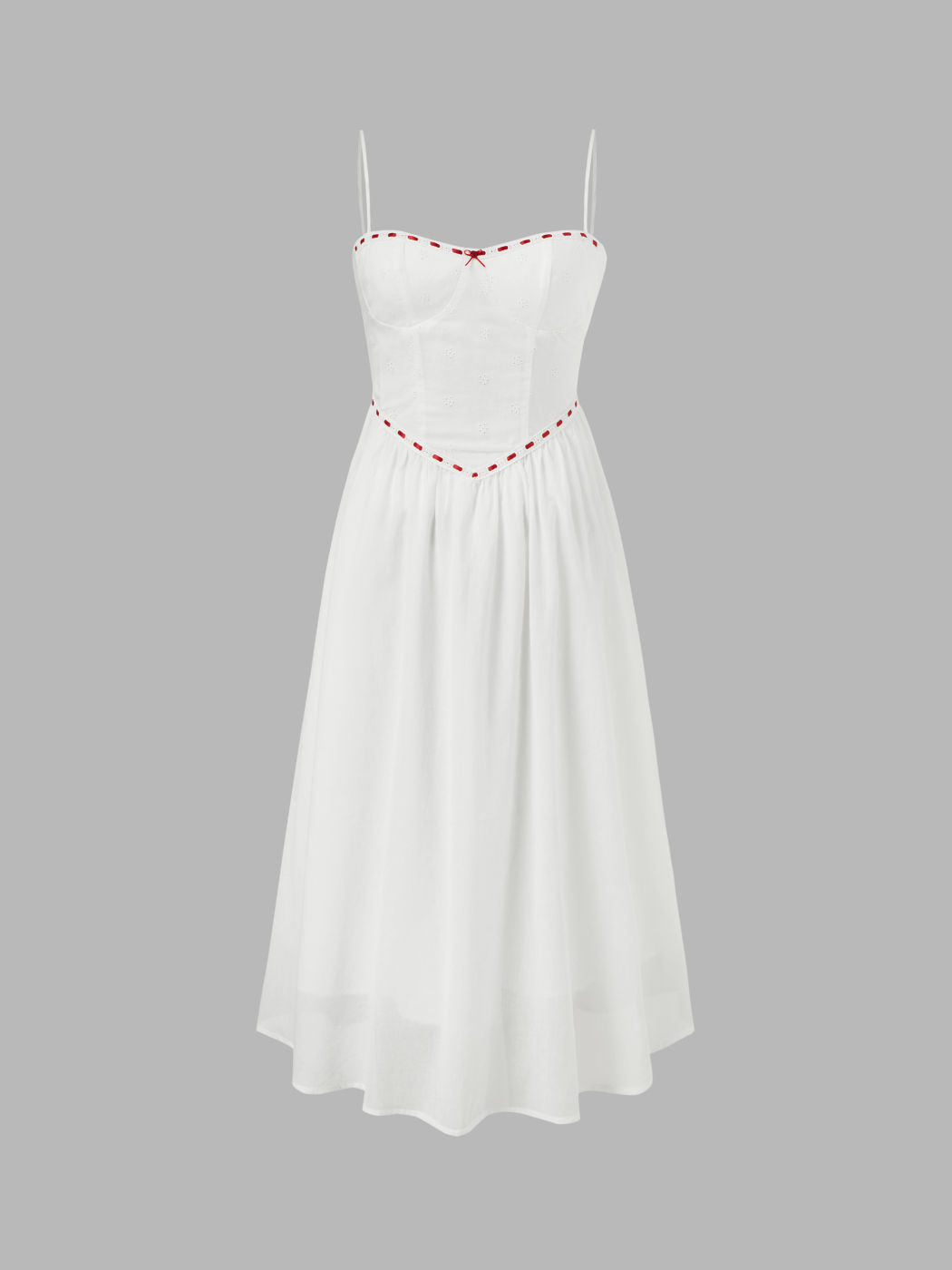 Square Neck Rose Bowknot Stitch Contrasting Maxi Dress