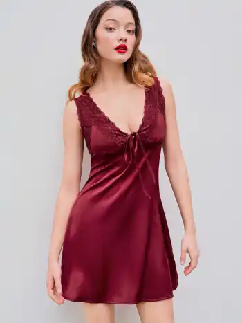 V-neck Lace Bowknot Mini Dress