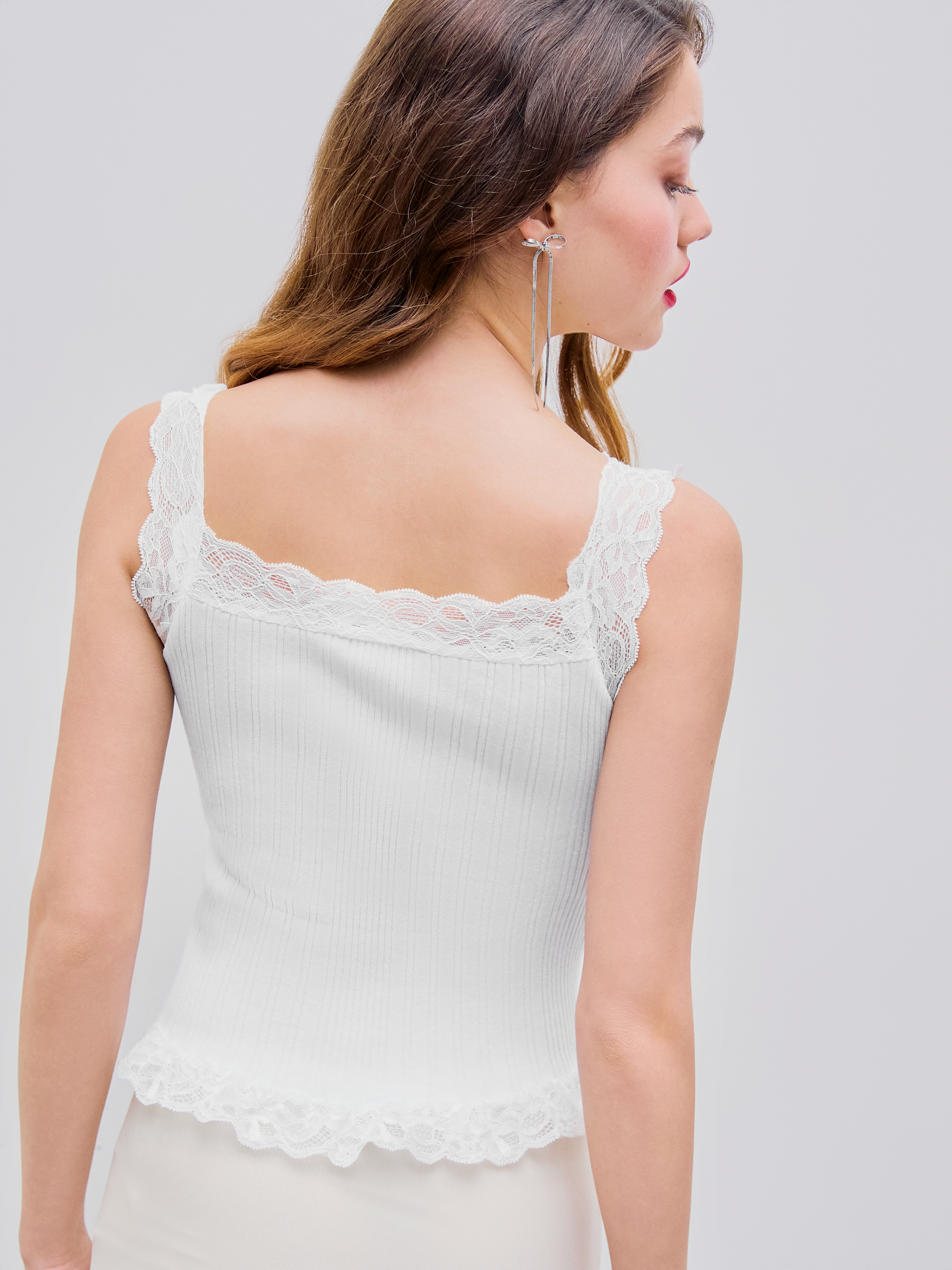Ruffle Lace Tank Top - Cider