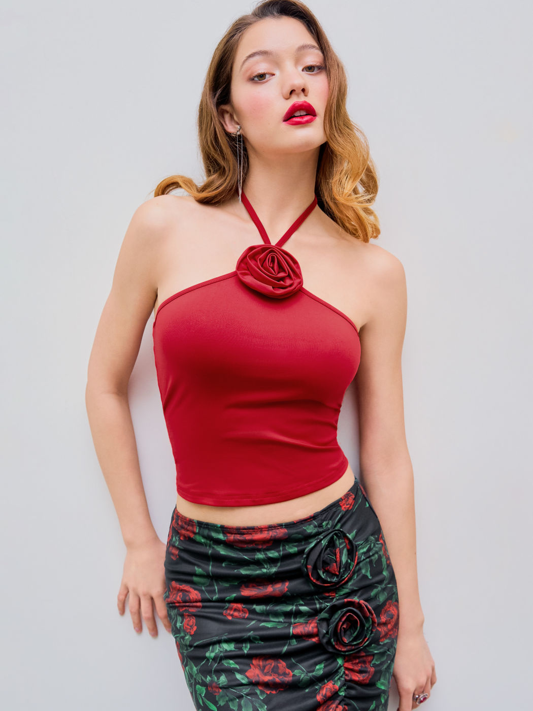 Halter Rosette Cami Tank Top