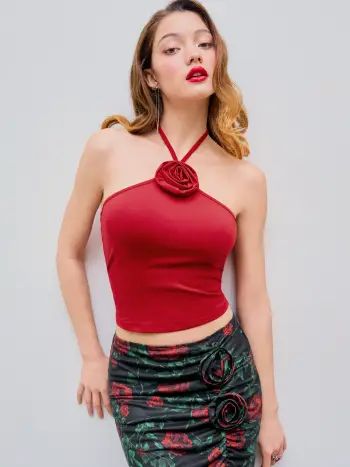 Canotta Halter Rosette Cami
