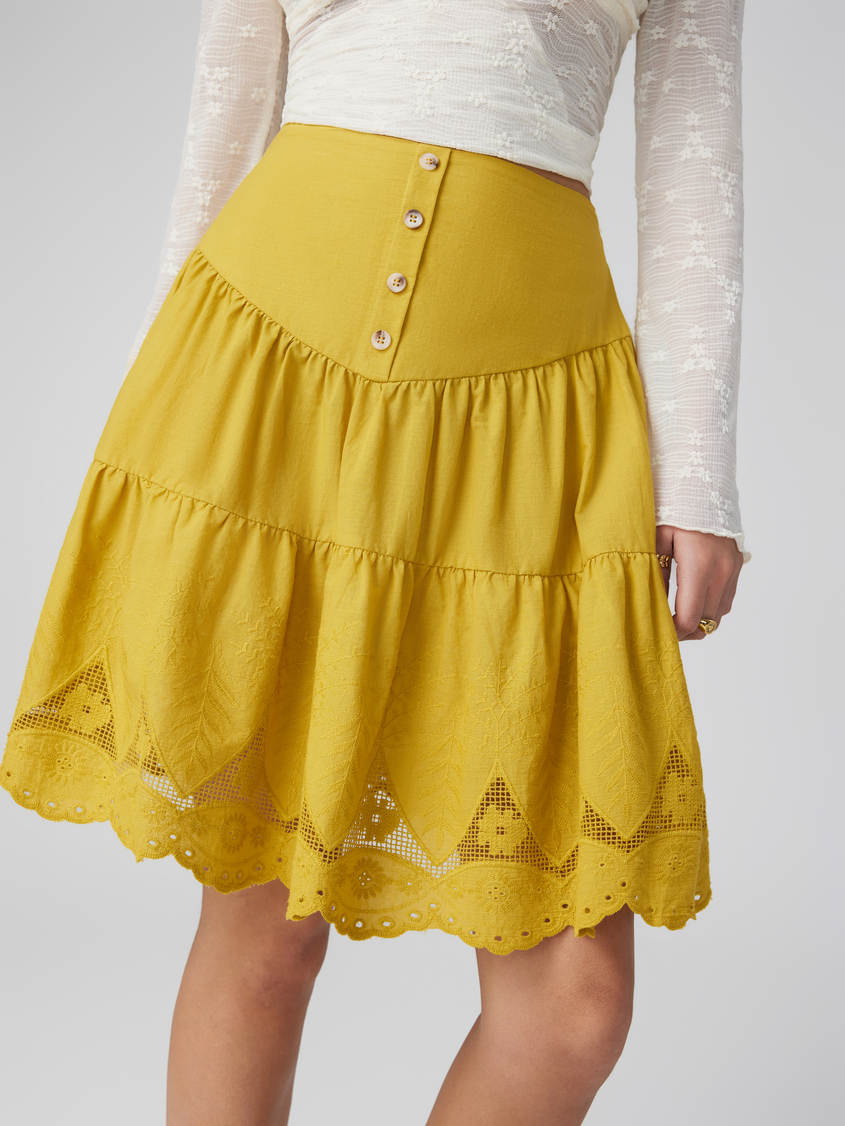 Layered yellow skirt sale