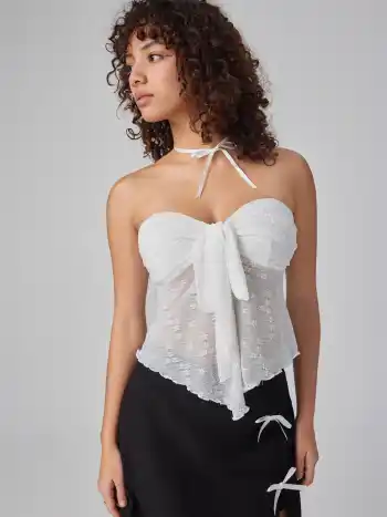 Floral Tie Front Tube Top