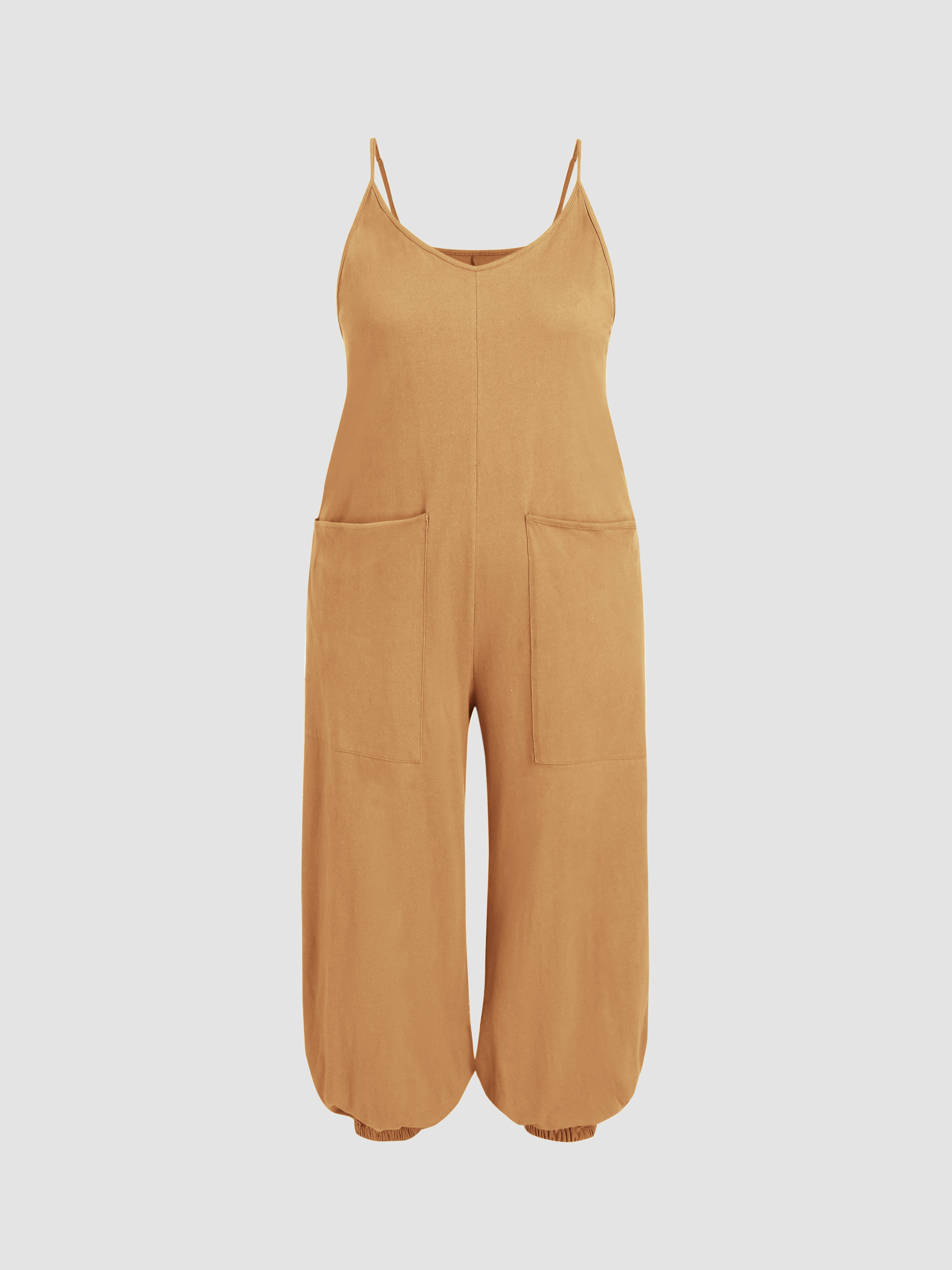 Uneckline Pocket Jogger Jumpsuit Curve & Plus Cider