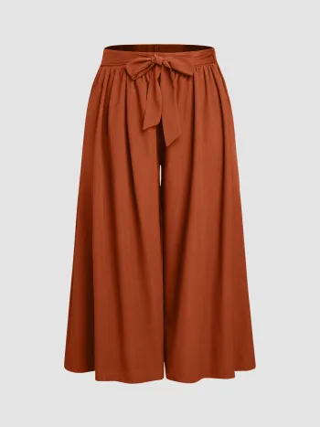 High Rise Schleife Weite Hosen Kurve & Plus