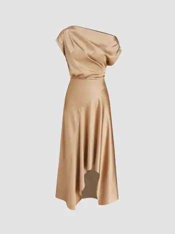 Stand Collar Knotted Ruched Solid Short Sleeve Blouse