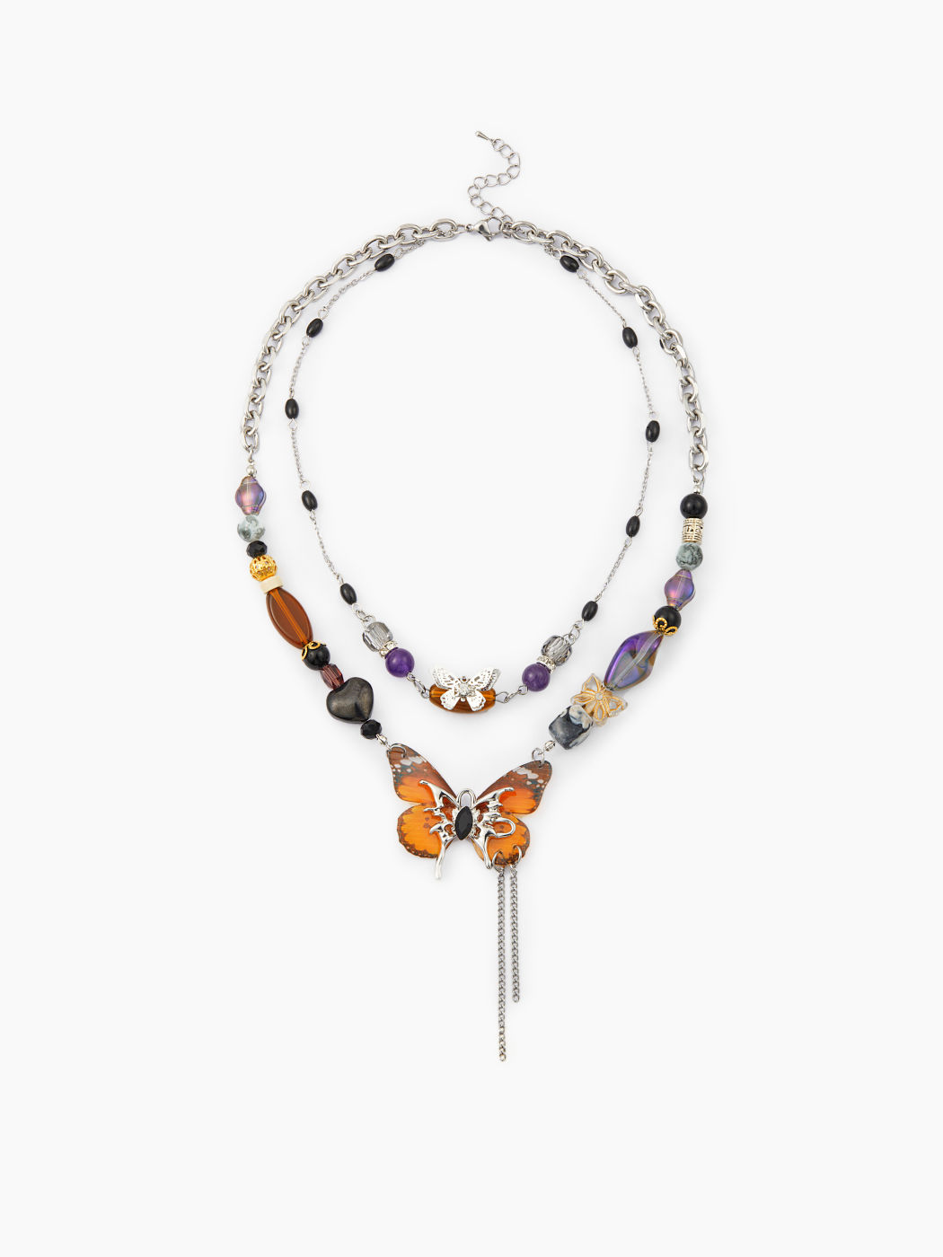 Double Layered Butterfly Pendant Necklace 