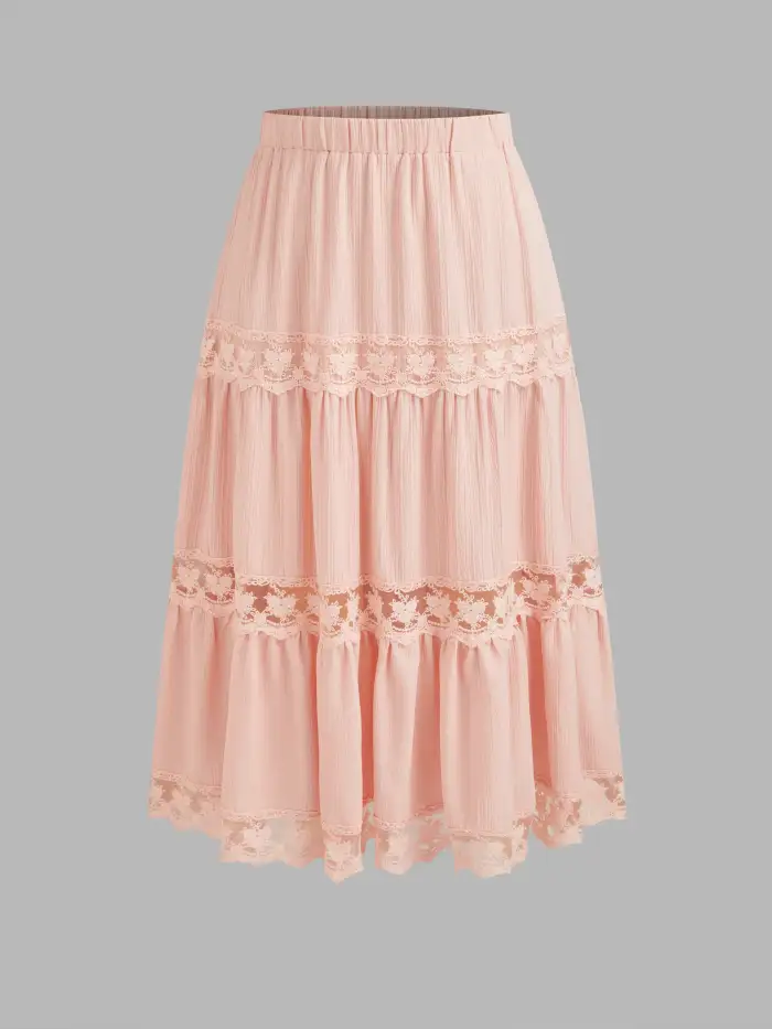 Ruffle Elastic Waist Tiered Maxi Skirt - Cider