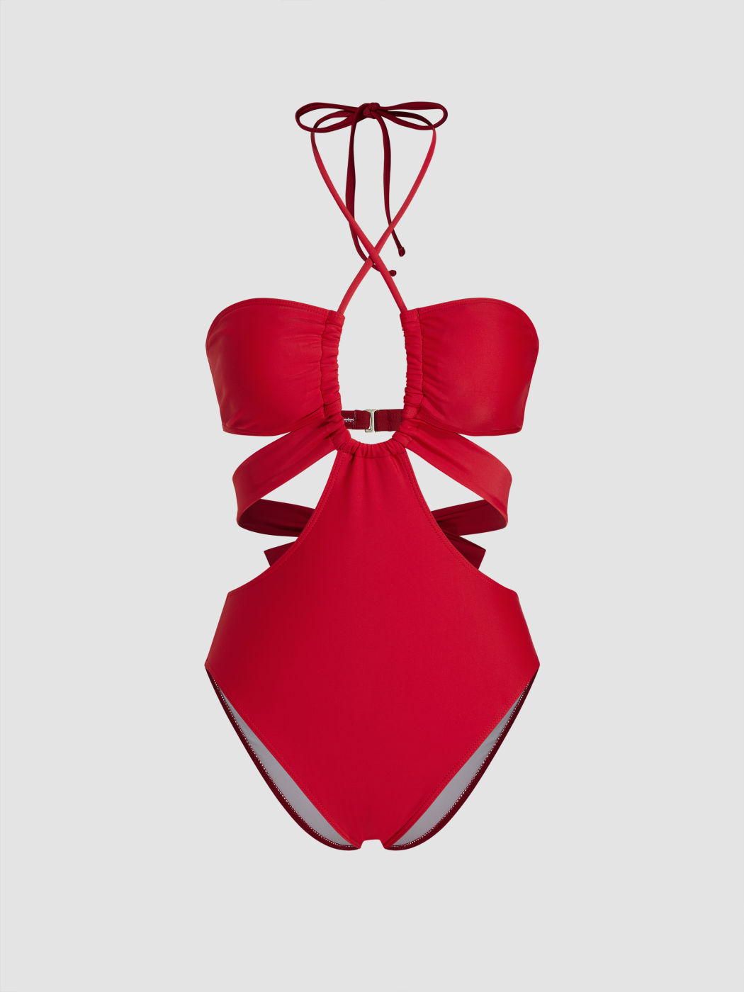 Halter Cut Out Solid One Piece Swimsuit