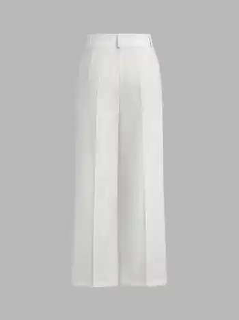 Petite Mid Rise Pleated Straight Leg Pants
