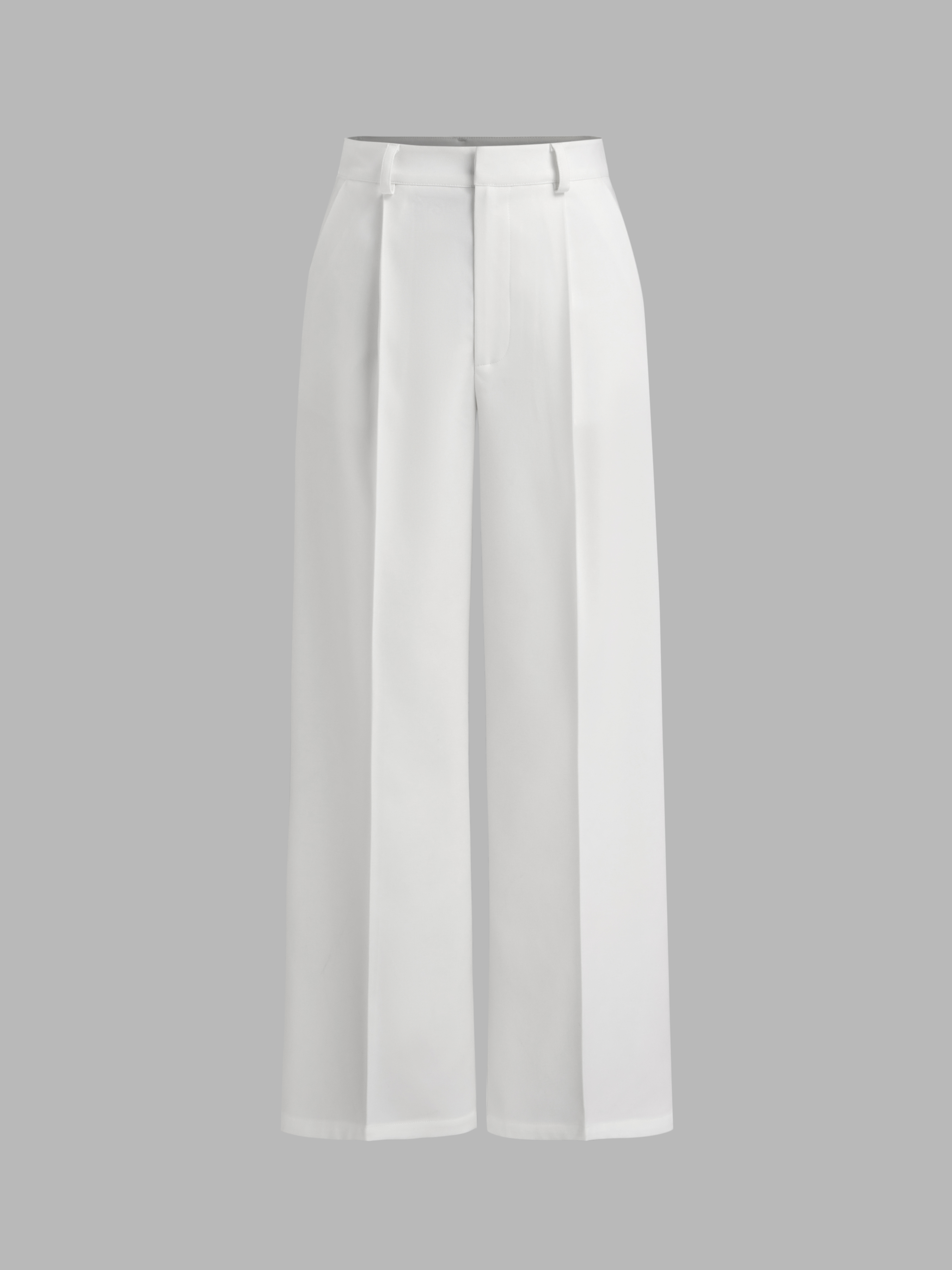 Pleated Wide Leg Pants White