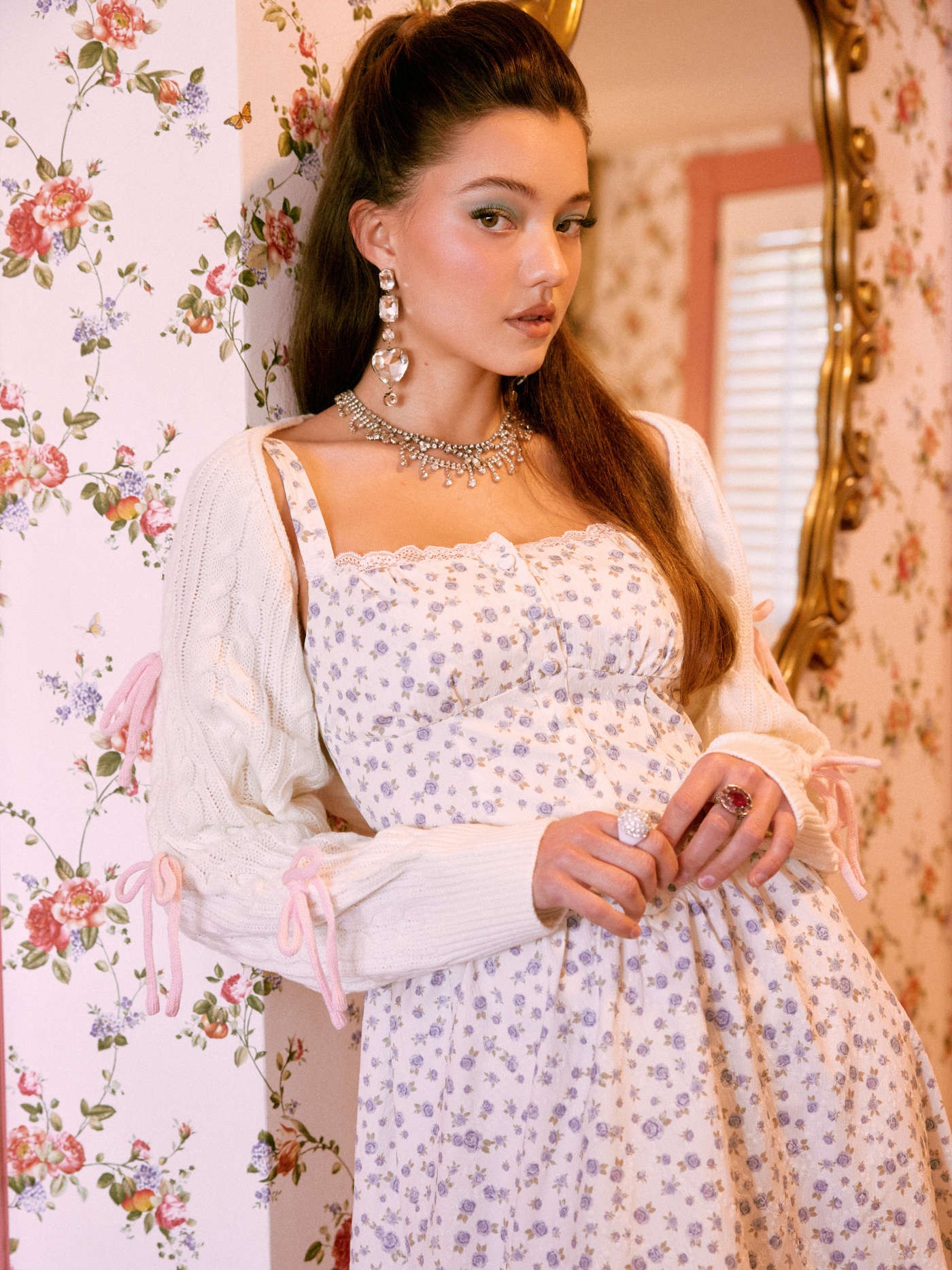 Cable Knit Bowknot Long Sleeve Shrug