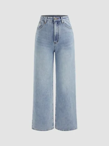 Honey Denim Mid Rise Solid Straight Leg Jeans