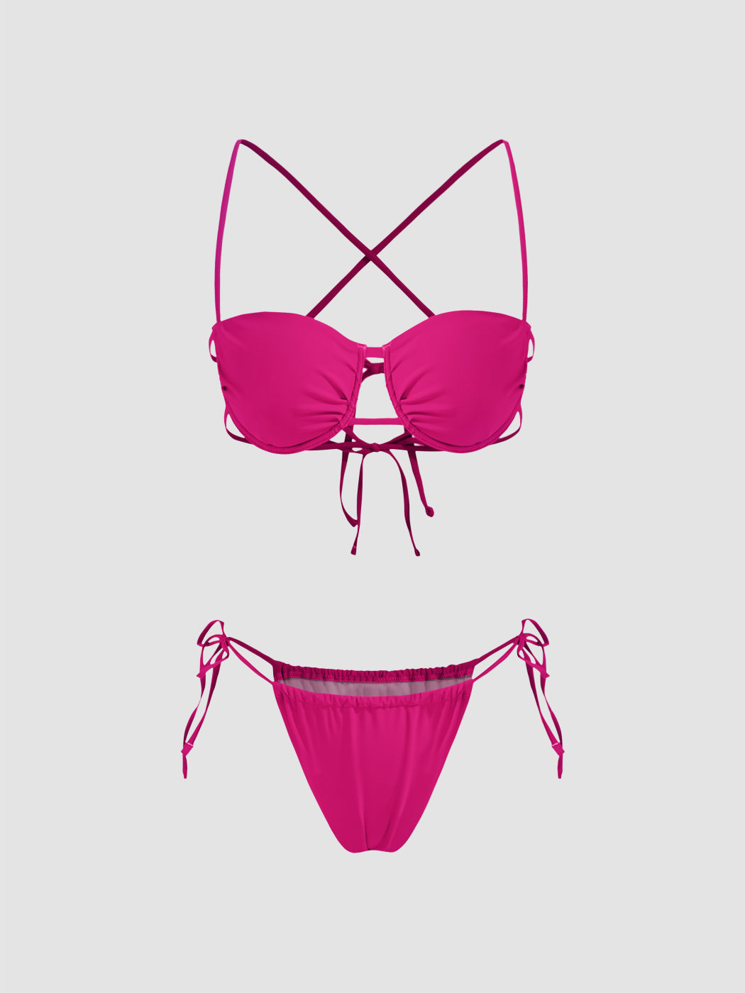 Costume da bagno con ferretto solido e laccetti laterali