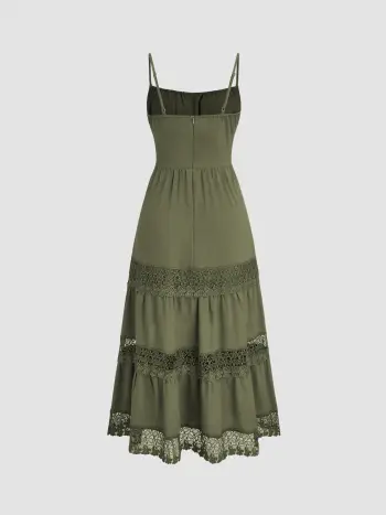Lace Trim Tiered Cami Maxi Dress