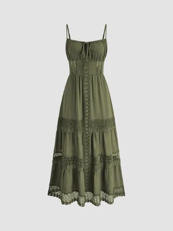 Lace Trim Tiered Cami Maxi Dress