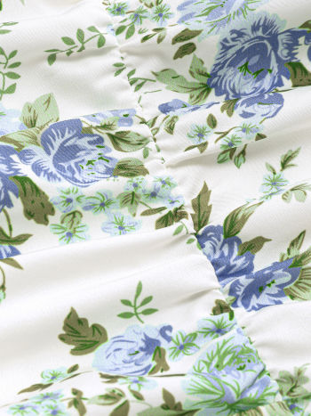 Halter V-neck Floral Layered Ruffle Hem Mini Dress