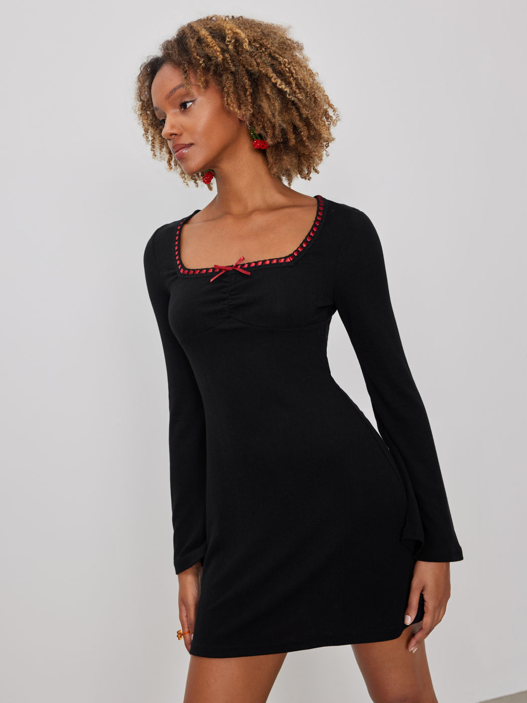 Ximena Square Neck Jacquard Mini Dress