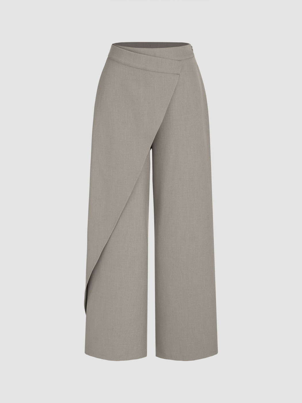 Mid Rise Wrap Pocket Solid Straight Leg Trousers