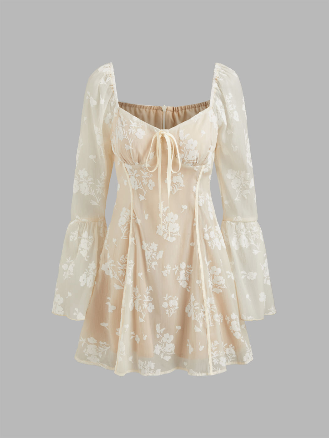 Süßer Blumenstick-Knoten-Mini-Kleid