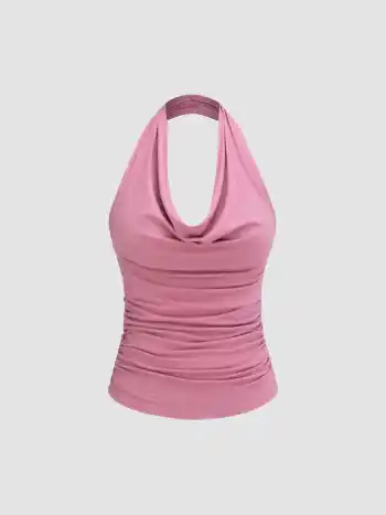  Top Halter Fruncido Sólido