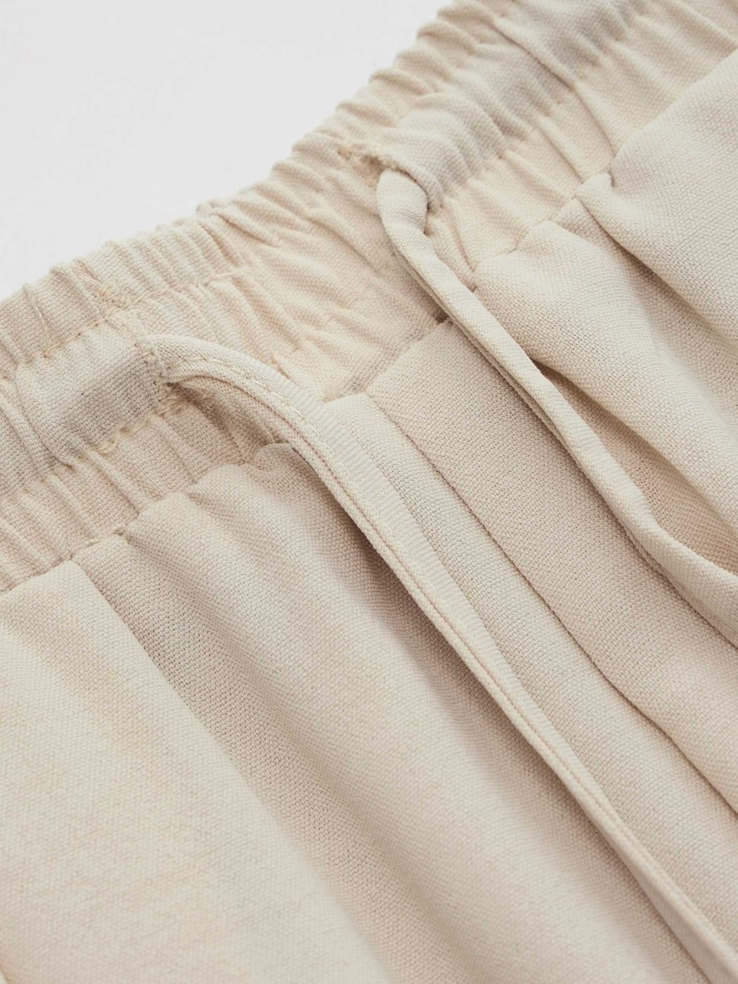 Mid Elastic Waist Solid Wide Leg Trousers