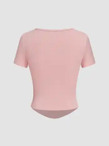 Square Neck Ruched Short Sleeve Tee