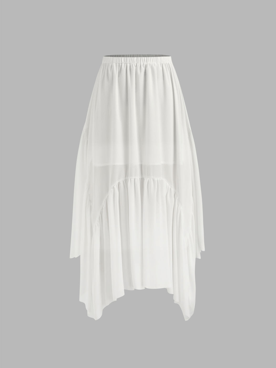 Chiffon Mid Rise Ruffle Hem Maxi Skirt