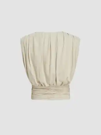 V-Ausschnitt Rüschenknopf Korsett Solid Tanktop