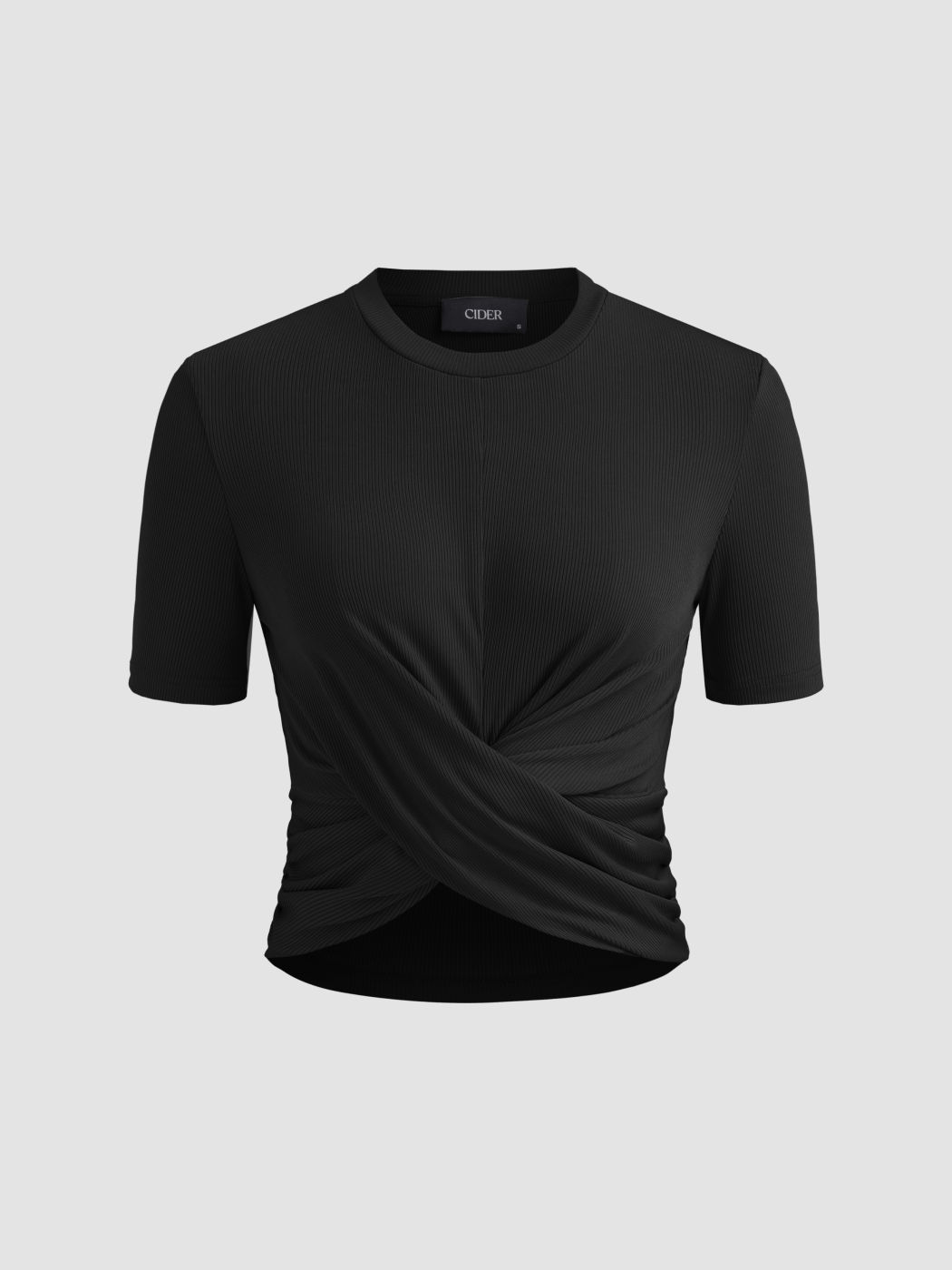 Round Neck Twist Solid Short Sleeve Tee
