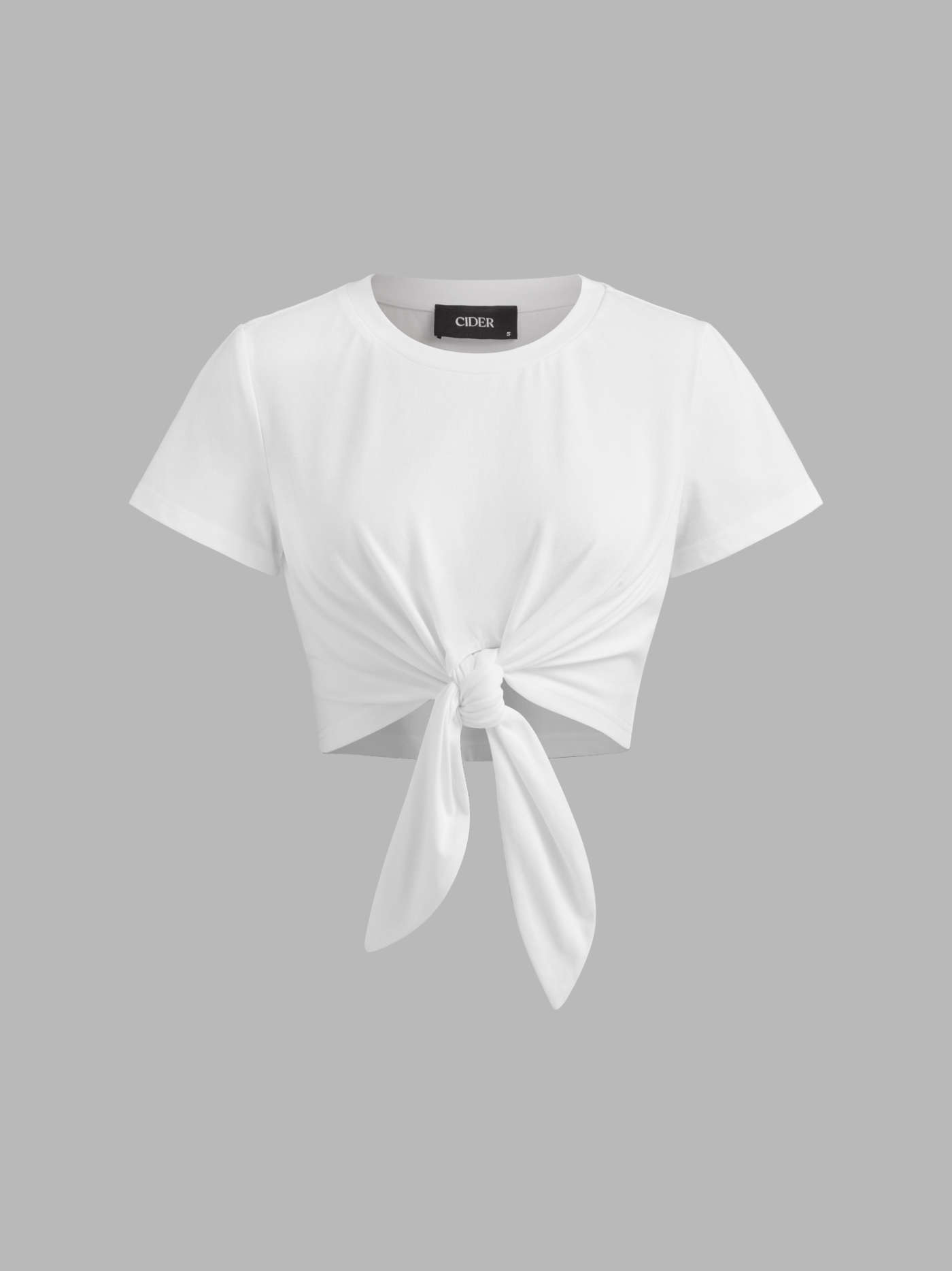 Round Neck Knotted Crop Short Sleeve Tee