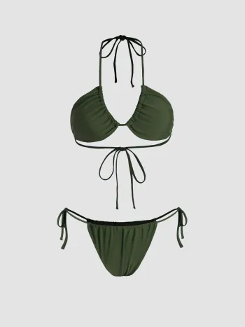 Costume da bagno bikini con scollo all'americana incrociato