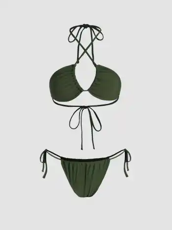 Costume da bagno bikini con scollo all'americana incrociato