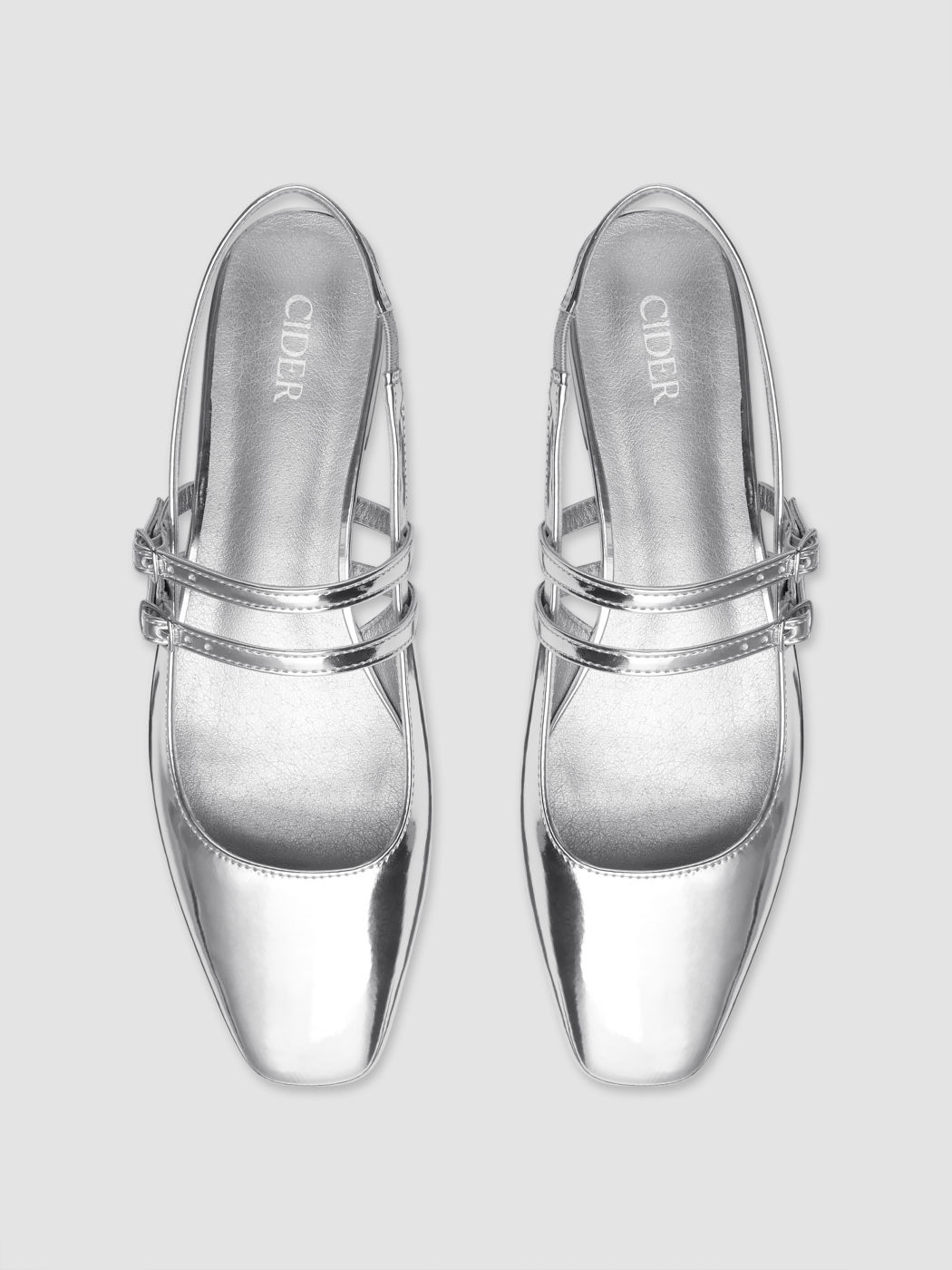 Metallic Square Toe Mary Jane Schuhe